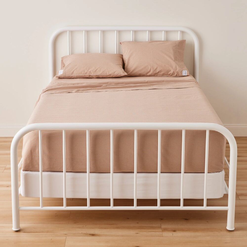 Schoolhouse Gingham Percale Sheet Set Twin Russet New